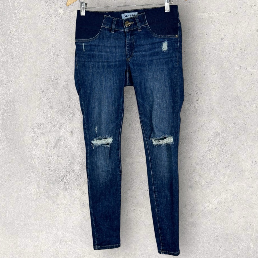 DL1961 Emma Maternity Power Leggings Stretch Jeans Heath Blue‎ Size 27 Denim Zip
